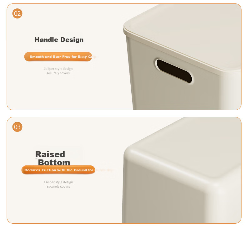 DOCOXO Storage Box Desktop Organizer Snack Stationery Multi-Functional Household Dormitory Covered Milk White Large Low Profile 14