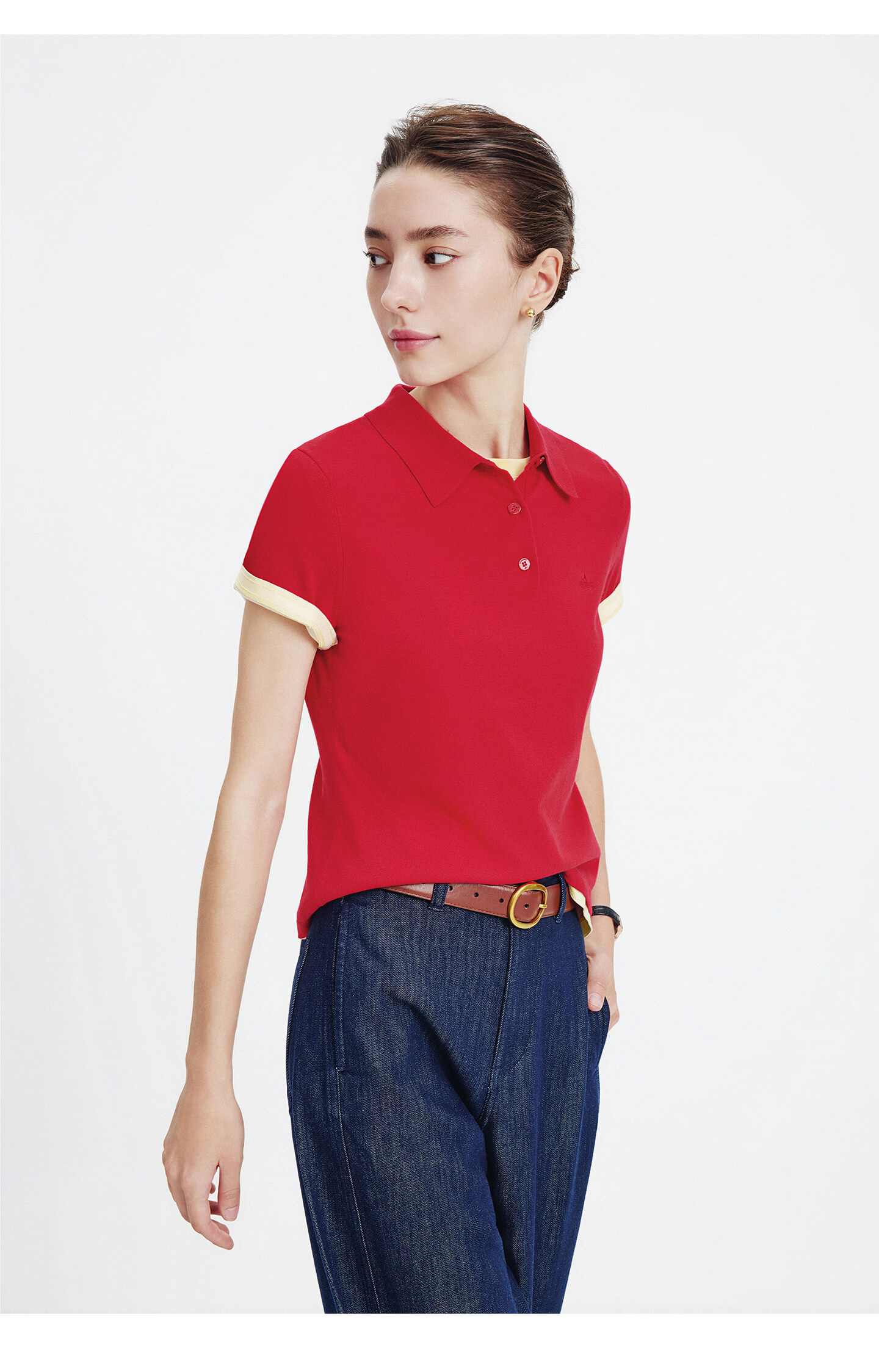 Navigare Slim Fit Small Sailboat Short Sleeve Polo Shirt 26 New Summer Solid Color High Elastic Knit 2325526520 XL 41