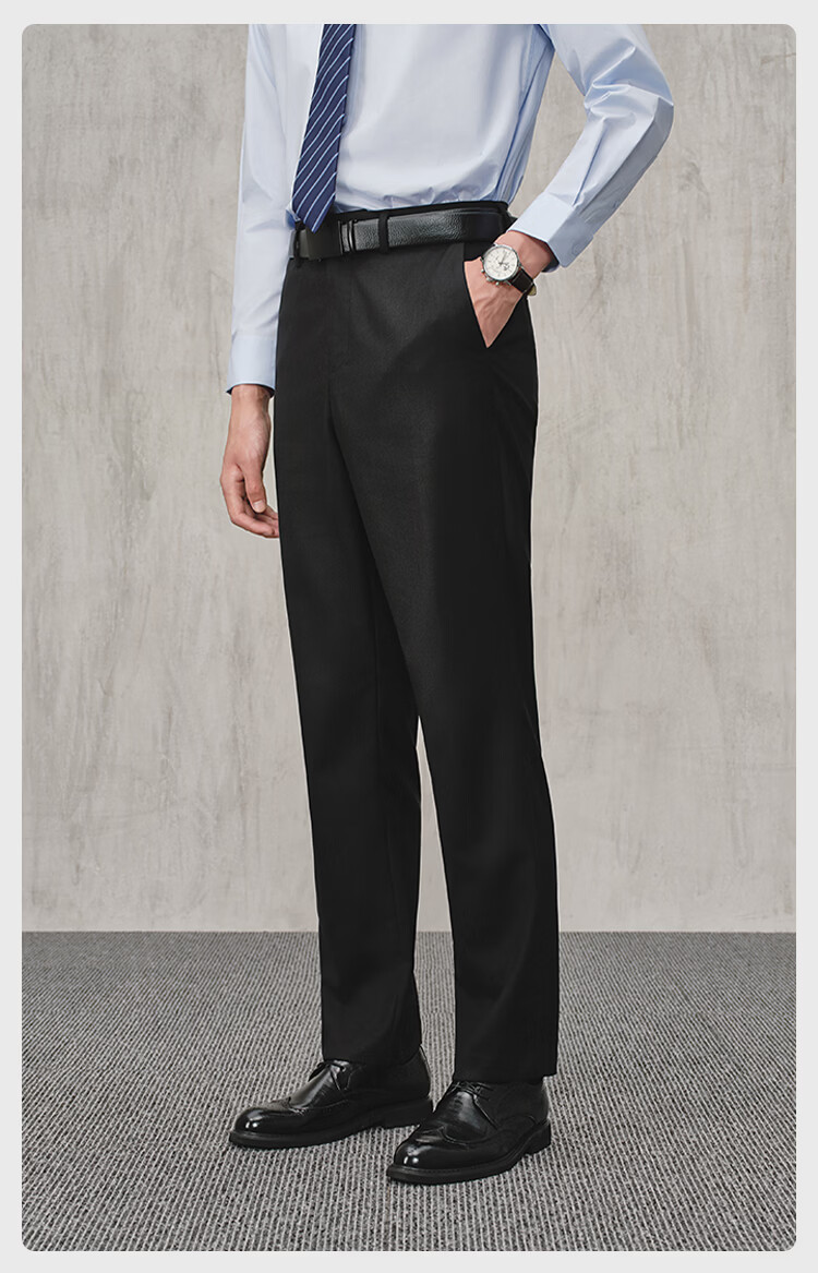JD Jingzao Cool Wool Tencel Men's Casual Pants Summer Wrinkle-Free Straight Business New Black 34 10