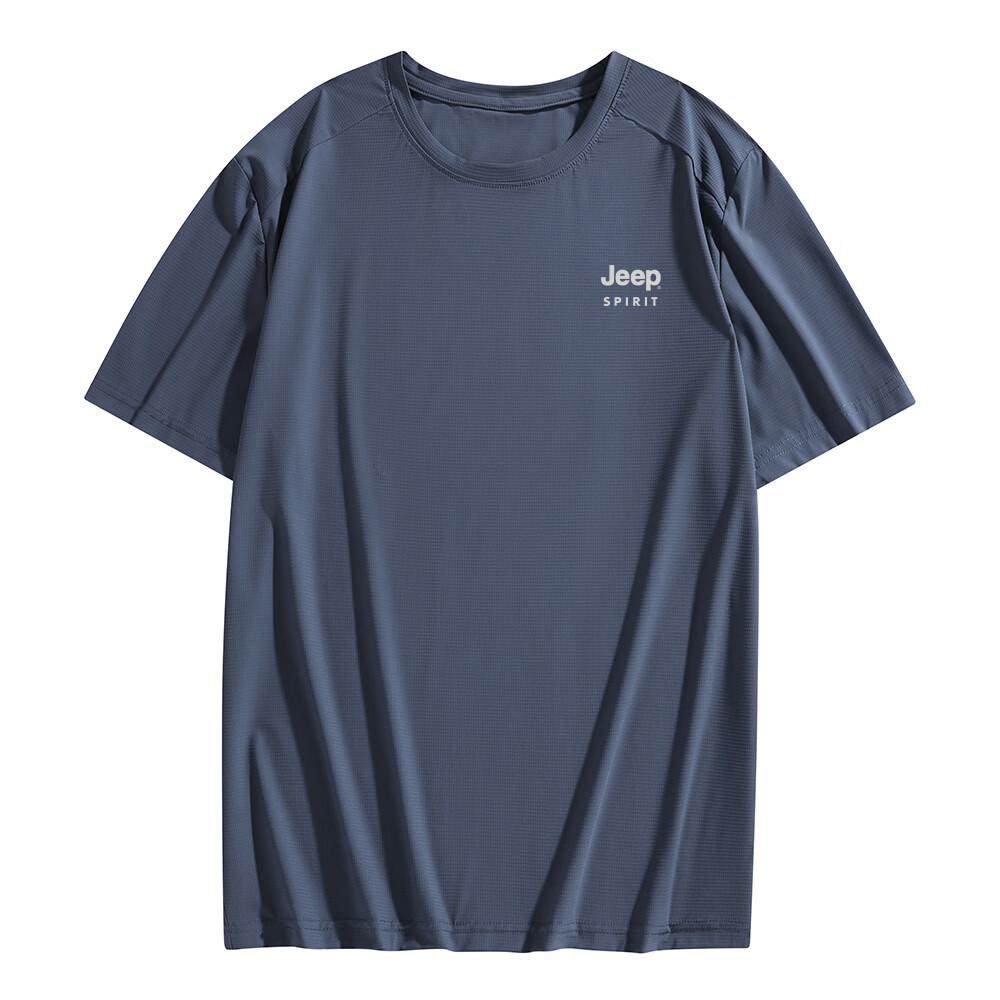 JEEP SPIRIT Men's Summer Ice Silk Quick-Dry Short Sleeve T-Shirt Running Sports Breathable Half Sleeve Top White M 23