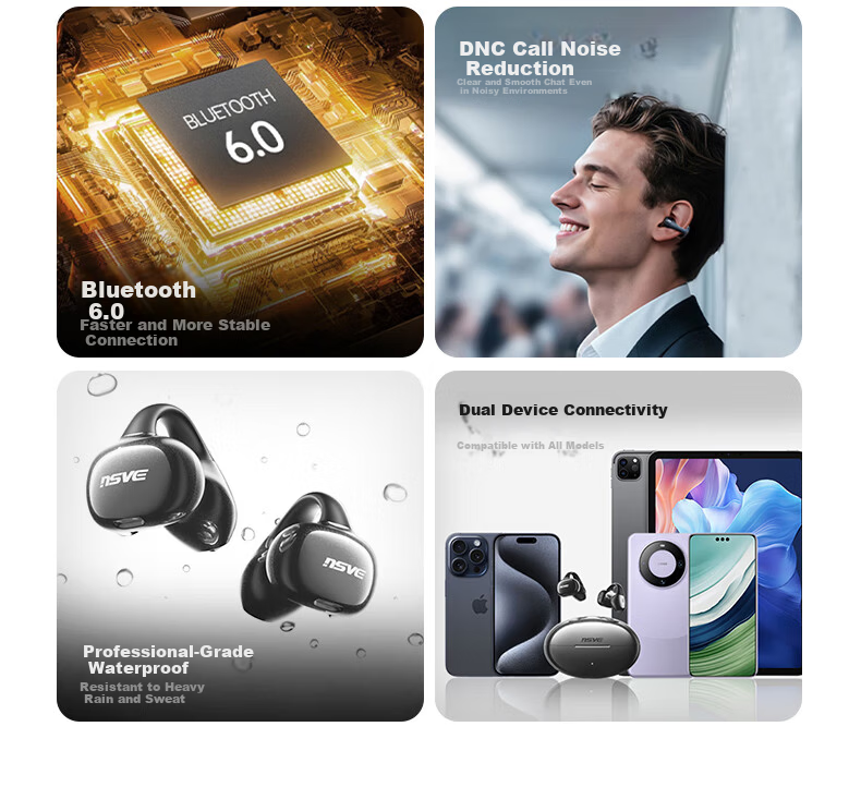 NSVE Nengzhi S9 2026 Latest Bluetooth Bone Conduction Open-Ear Wireless Earphones Long Battery Life Sports Gift for Sony Huawei 10