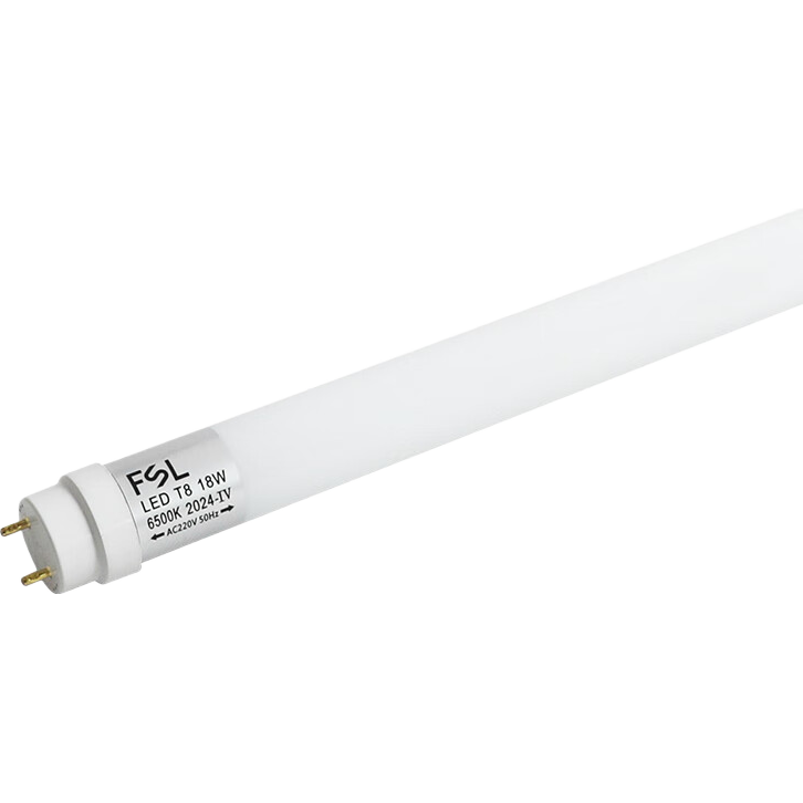 Foshan Lighting (FSL) T8 LED Tube Light, Double-Ended Power Supply, Energy-Saving Daylight Lamp, 1.2 Meters, 18W, Cool White (6500K), Pack of 5