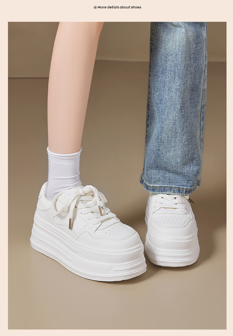 Daphne Women's Thick-Soled White Sneakers 2026 New Summer Lightweight Casual Platform High-Heel Shoes for Shorter Height 6