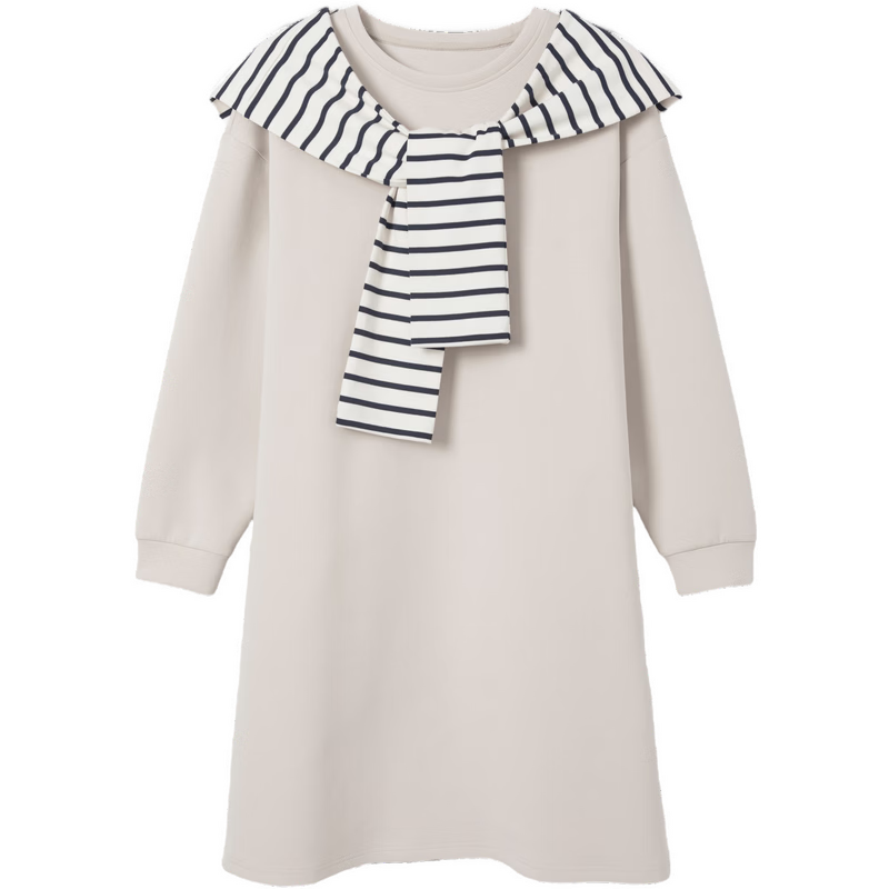 Demana Detachable Cape Hood Autumn Urban Casual Air Layer Crewneck Sweatshirt Dress Loose Slimming Women's Dress
