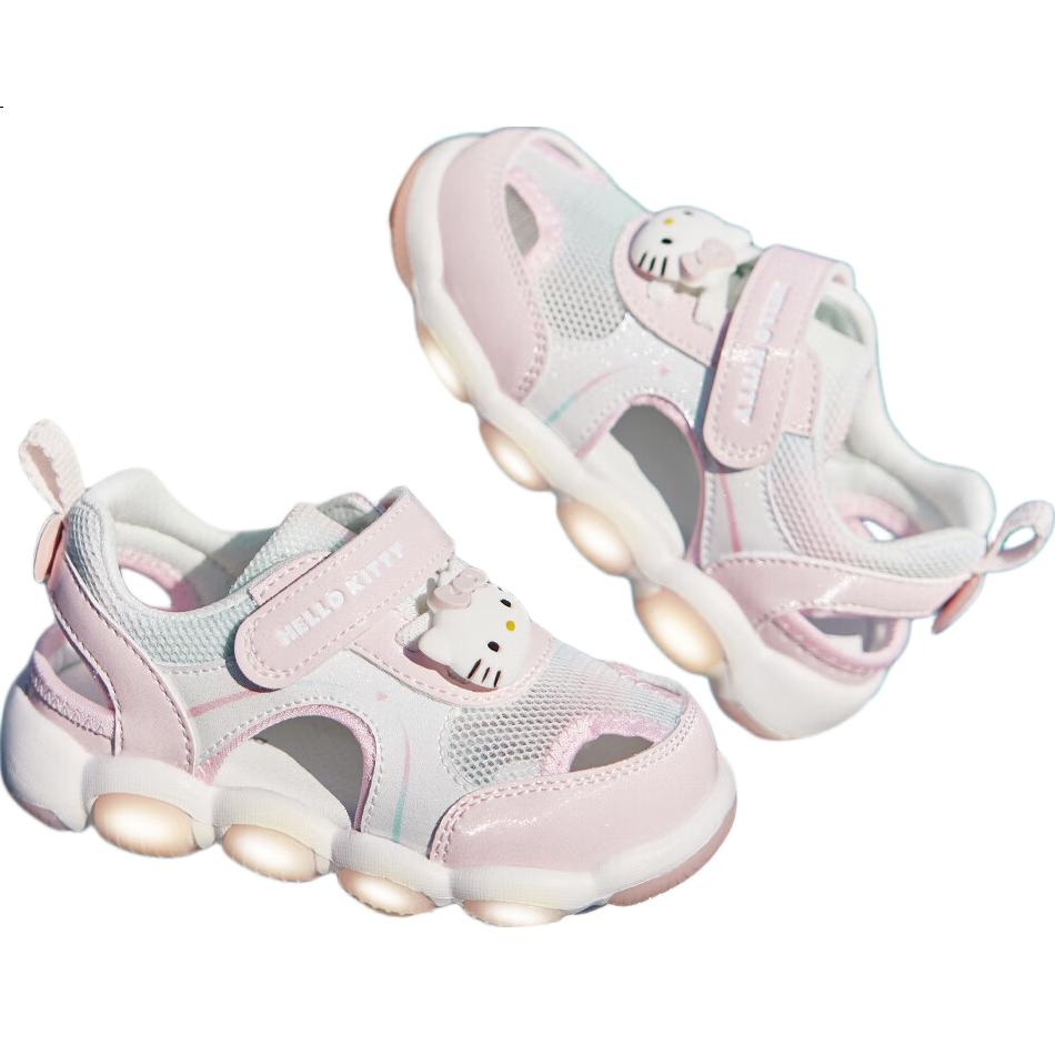 DAVE & BELLA Hello Kitty Collaboration Children's Light-Up Sandals, Summer Girls' Walking Shoes with Glowing Features