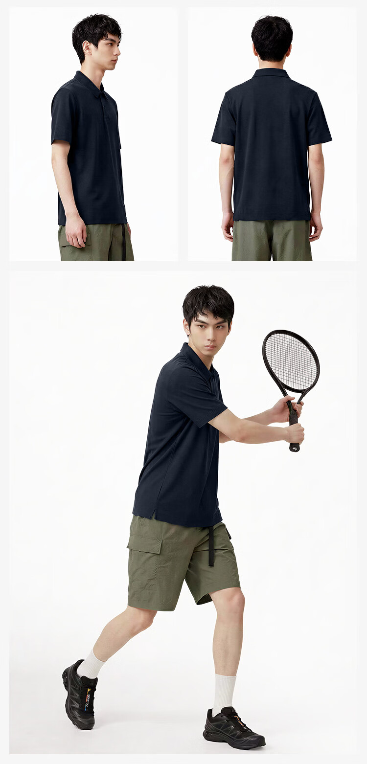 JD Jingzao Dry-Fit Polo Shirt Men Short Sleeve T-Shirt Spring Summer New Breathable Sports Casual Light Business Top Black S 13