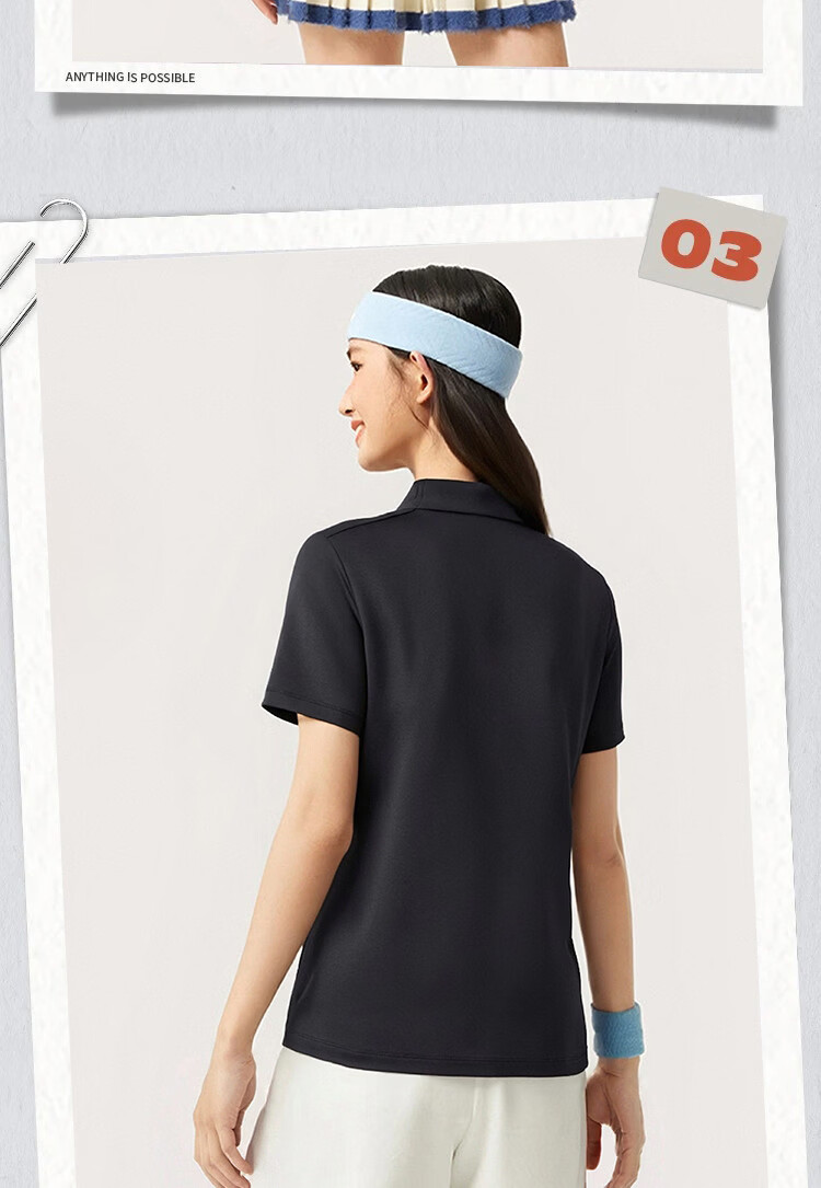 LI-NING Women's Summer Sports T-Shirt Fashion Casual Breathable Comfortable Polo Collar Short Sleeve Top 6