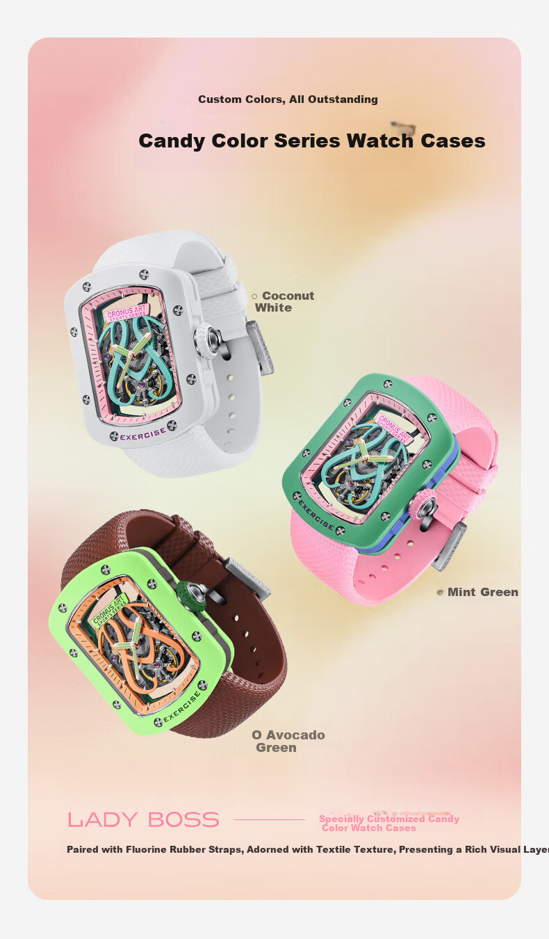 CRONUSART Kros Ladies Fully Automatic Mechanical Skeleton Fashion Luxury Wristwatch Women's Day Gift for Girlfriend 5