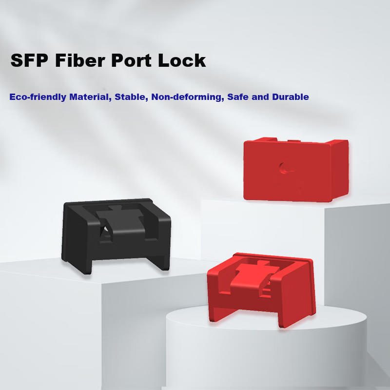 Hengrui Stone SFP Fiber Optic Port Dustproof Cap Network Port Removable Seal Lock Data Protection Anti-Leakage Optical Port Lock Black 10 Locks + 1 Key