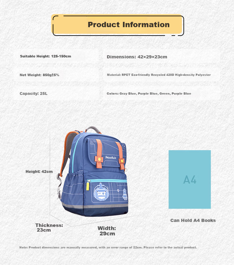 MoonRock Elementary School Backpack for Grades 3-5, Lightweight Spine Protection, Large Capacity, Galaxy Unicorn Design 5
