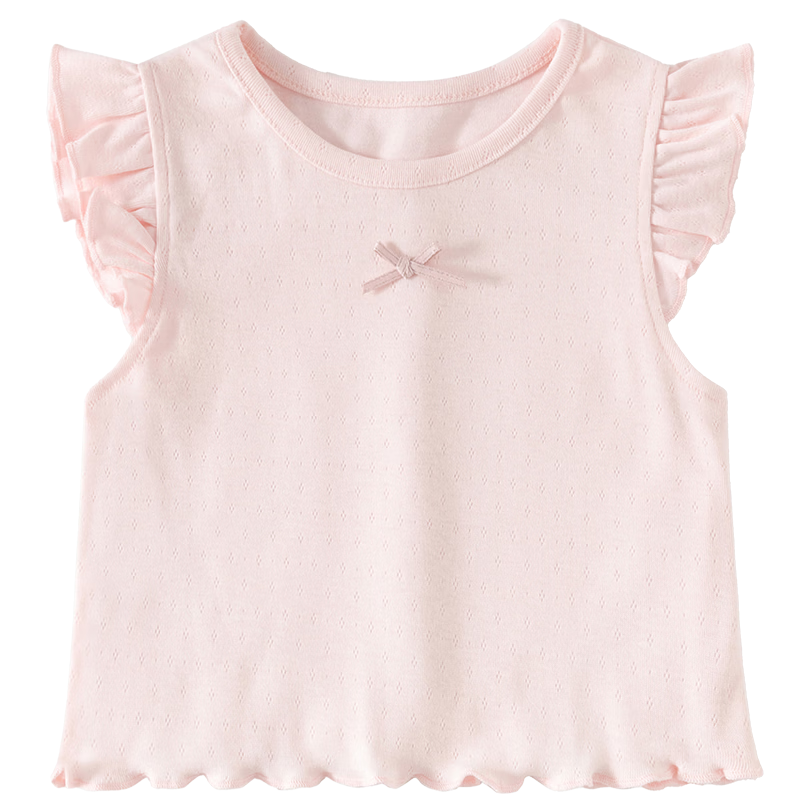 Banxidi Girls' Summer Vest 2026 New Stylish Children's Flutter Sleeve Top Princess Lightweight Outerwear Baby Kids Clothing