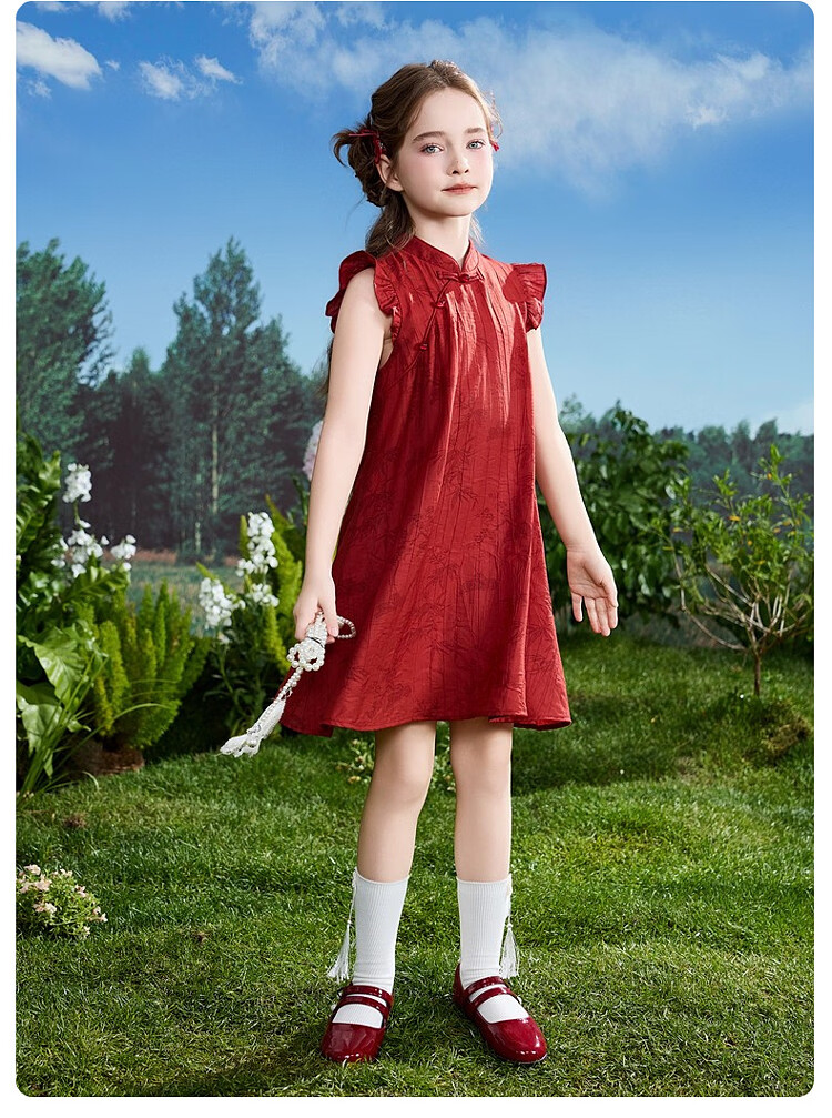 ASK JUNIOR Children's Dress Girls Summer Chinese Style New Traditional Princess Dress for Older Kids 15