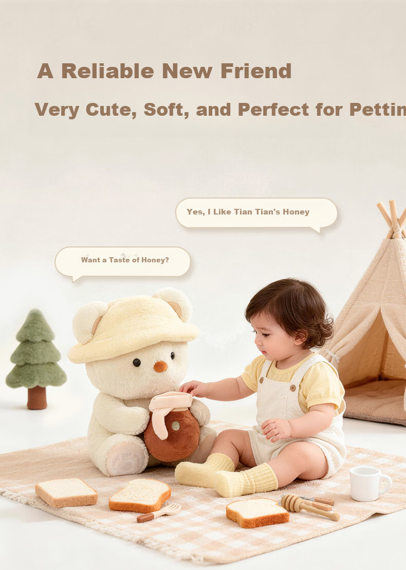 YEEHOO Newborn Baby Bear Smart Interactive Plush Soothing Toy Doll Infant Meeting Gift Baby Birthday Present 2