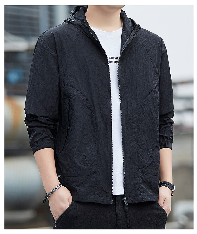 ROMON Men's Summer Ice Silk Sunscreen Jacket Outdoor Breathable Fishing Coat Dark Gray XL 2681 13