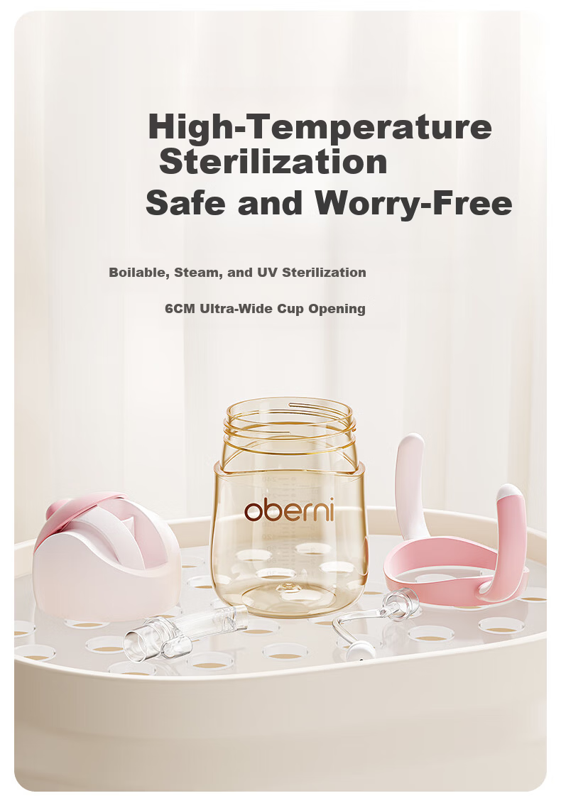 Oubeni PPSU Children's Training Drinking Cup Kindergarten Primary School Direct Drinking Water Cup with Handle Straw Anti-Choking Anti-Drop Slide Cover Water Bottle 16