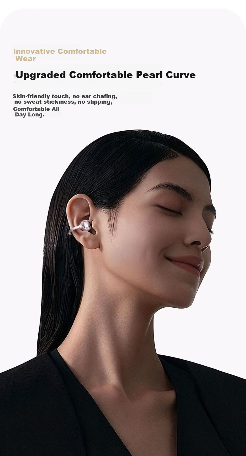 Chuangu 2026 Latest HIFI Sound Quality Bluetooth Bone Conduction Clip-On Wireless Open-Ear Earphones Noise Cancelling Comfortable Long Battery Life for Running 5