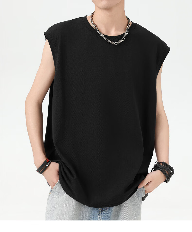 JEEP SPIRIT Men's Summer Cotton Loose Breathable Casual Sleeveless T-Shirt White 3XL 23