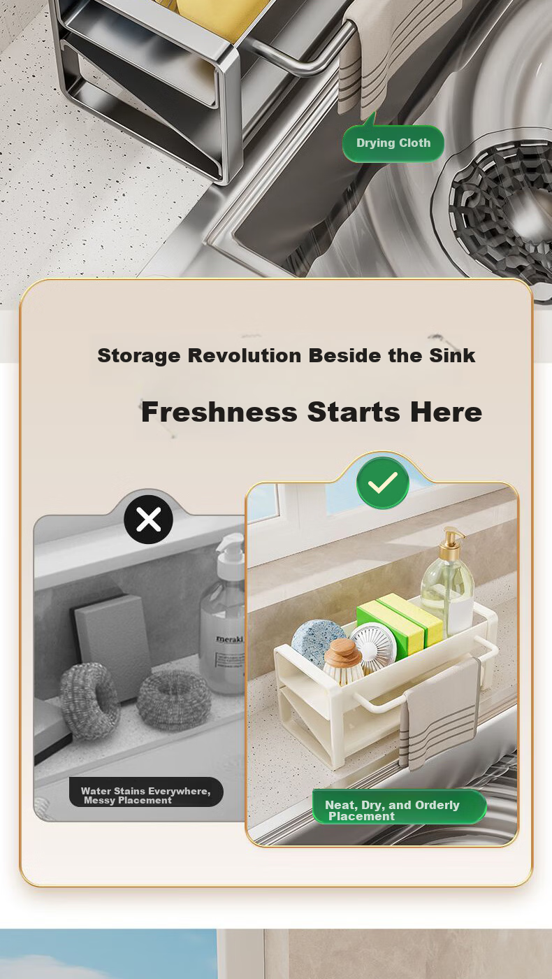 Century Zhenghe Kitchen Storage Rack Sink Draining Rack Cloth Storage Rack Faucet Vegetable Washing Sponge Draining Basket 4