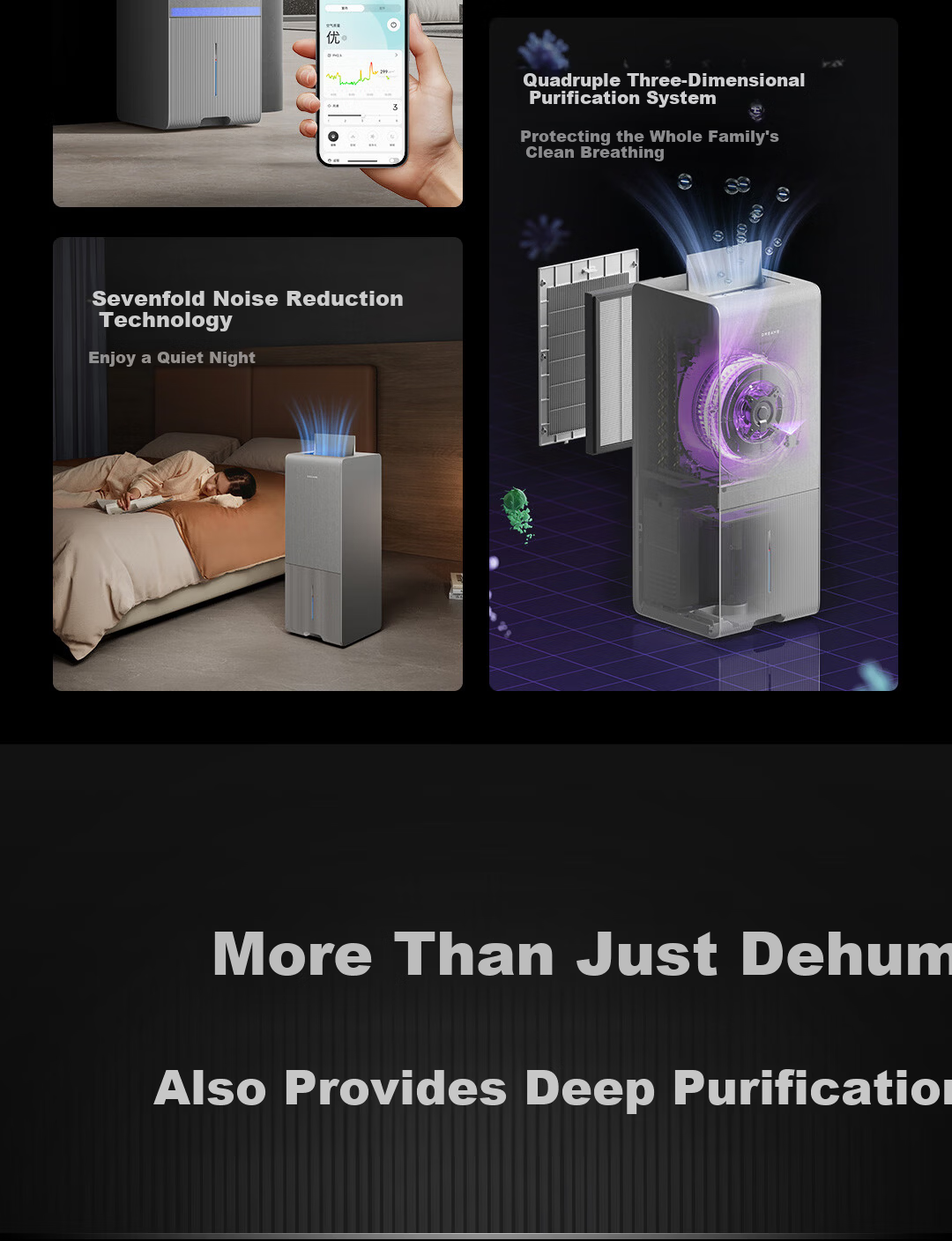 Dreame DZ40 Dehumidifier Silent Inverter Purification 40L/Day Home Clothes Dryer Basement Dehumidifier 3