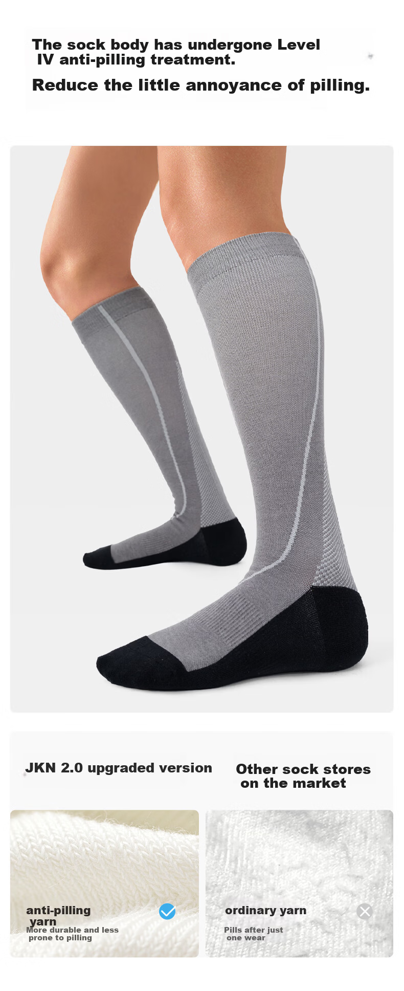 JKN Professional Men's Summer Thin Compression Socks [Sports Shock Absorption] Sweat-Absorbing Durable Running Hiking Football Long Socks 8