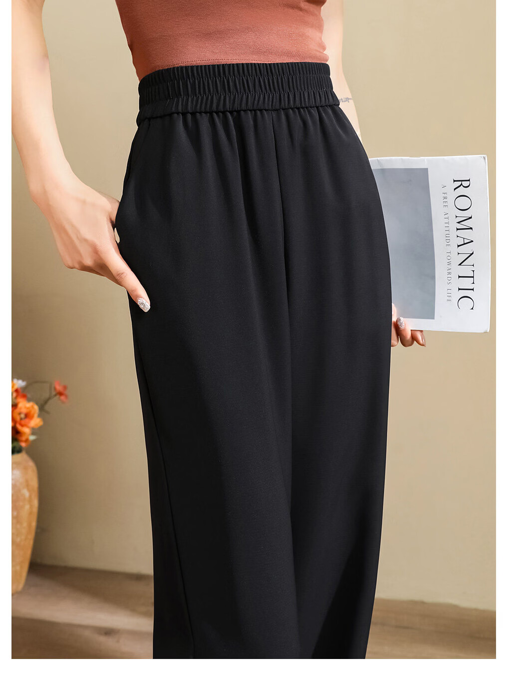 LangSha Ice Silk Suit Pants for Women, Summer New Casual Trousers, Slimming Wide-Leg Pants for Petite Figures, Draping Straight-Leg Pants for Commuting 9