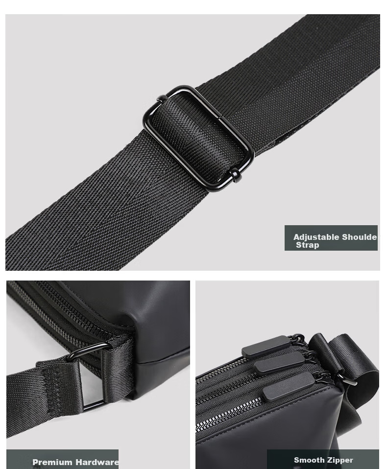 Viney Men's Crossbody Bag High-End Shoulder Bag Chest Bag Lightweight Luxury Travel Large Capacity Backpack Portable Phone Bag Commuter Waist Bag 7