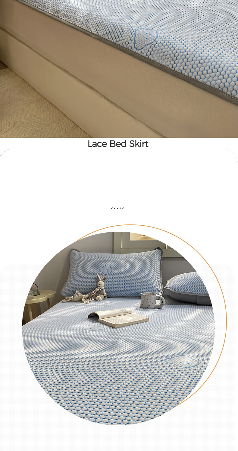 Hongdou Class A Ice Bean Cooling Mat Summer Ice Silk Soft Mat Dormitory Single Summer Cooling Mat 1.8*2m Ice Bear Blue 10