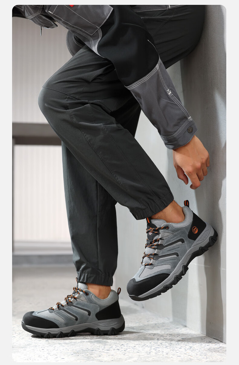 BlueOwl Shield Men's Summer Breathable Anti-Smash Steel Toe Anti-Puncture Slip-Resistant Soft Sole Safety Work Shoes D302BK 42 8