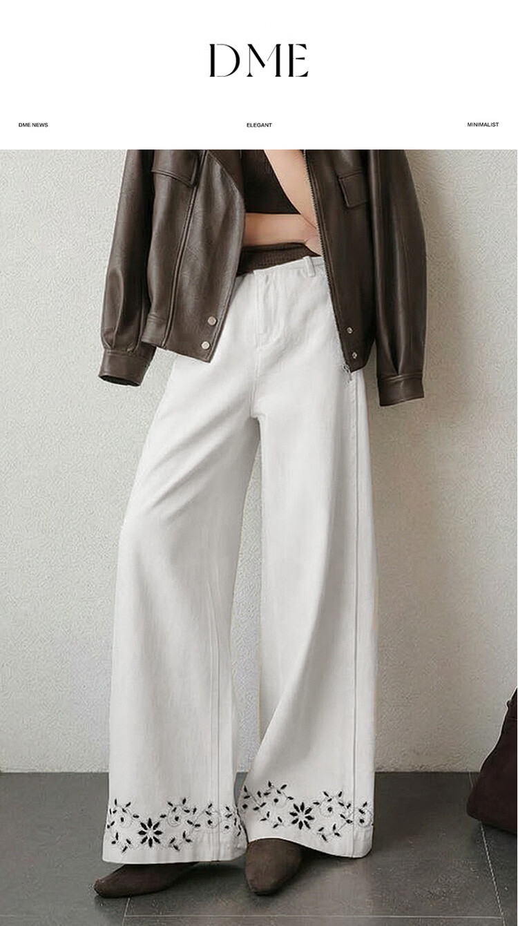 Demana [Cloud Feel Lyocell Cotton] Summer Commuter Style Hollow Embroidered Straight Loose High-Waist Slimming Women's Jeans 1