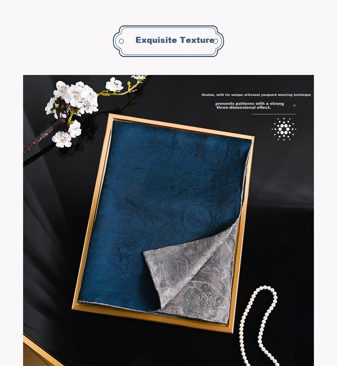 Hangsi Mansion Pure Silk Mulberry Silk Scarf Inner Wear Square Scarf Gift for Mom Women's Day Birthday Luxury Gray Floral 7
