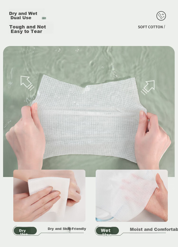 AMORTALS Disposable Soft Facial Cleansing Wipes, 70 Sheets, 20x20cm, Dual-use Dry and Wet Face Towels 3