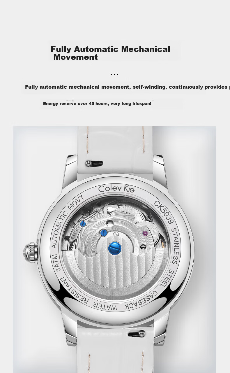 Colevkie Women's Mechanical Watch New Luxury Brand Top Ten Boutique High-End Birthday Gift for Women 9
