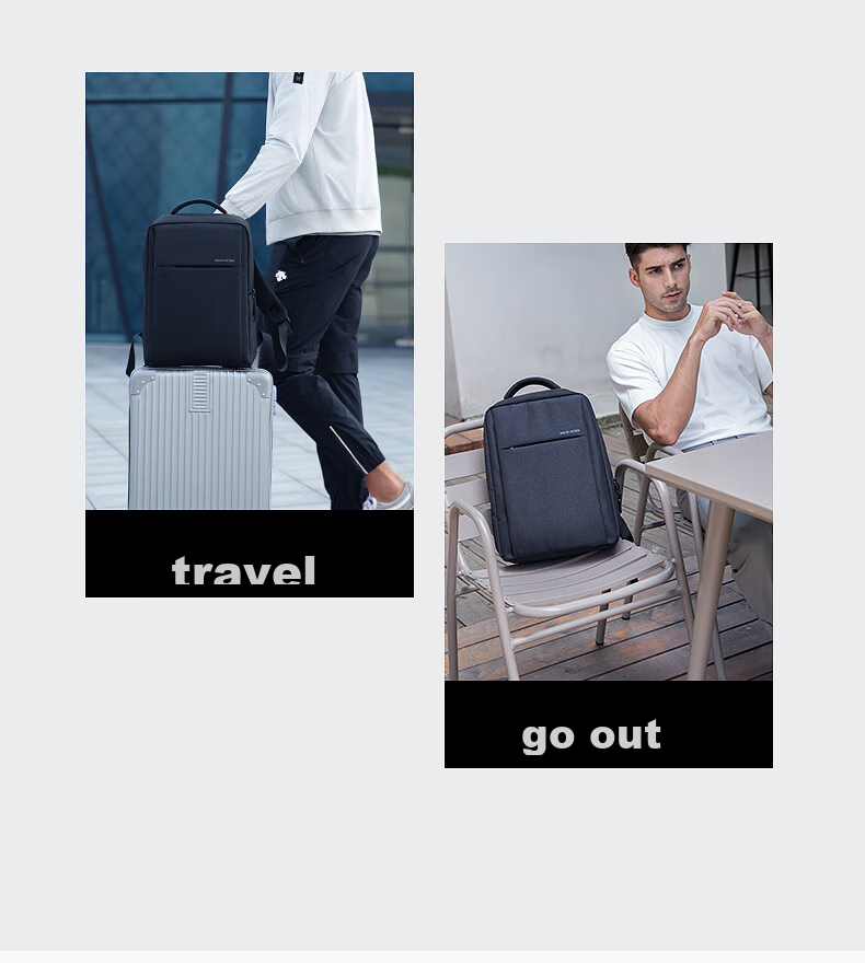 MARK RYDEN Backpack for Men, Casual Multi-Functional Laptop Bag, Travel Bag, Student Schoolbag MR2900 Elegant Black Standard Style 4