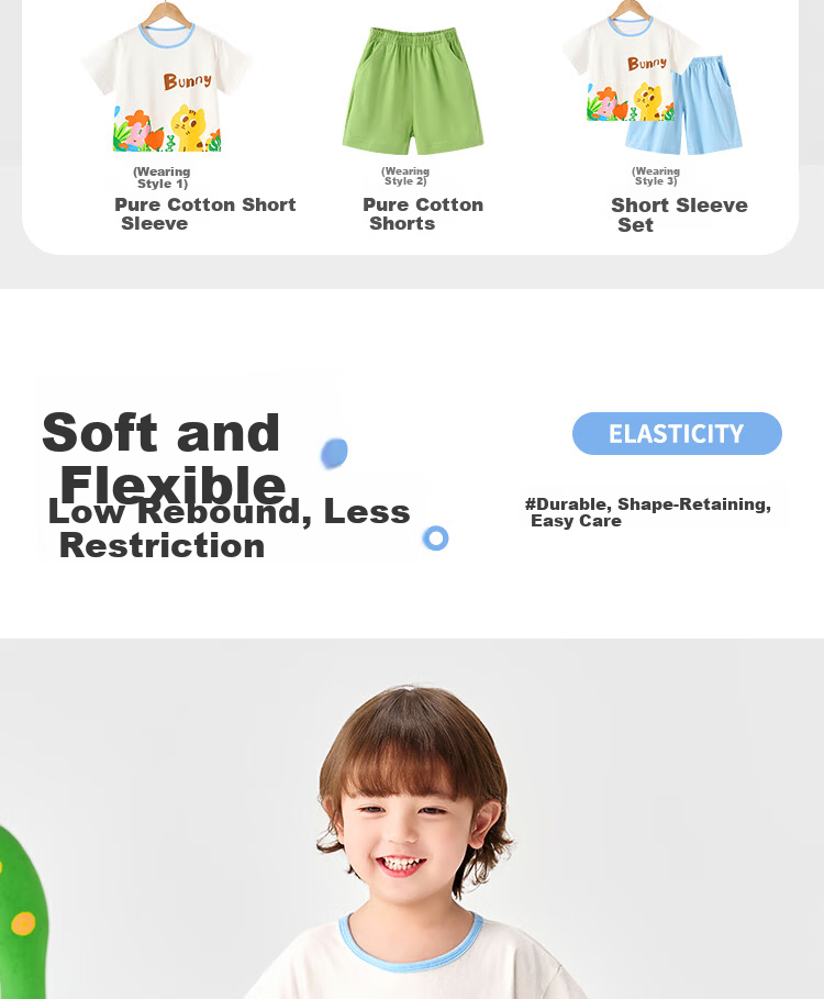 Badibadi Summer Pure Cotton Kids Set Boys Girls Baby Short Sleeve T-Shirt and Shorts Casual Outfit Forest Little Lion 120 7