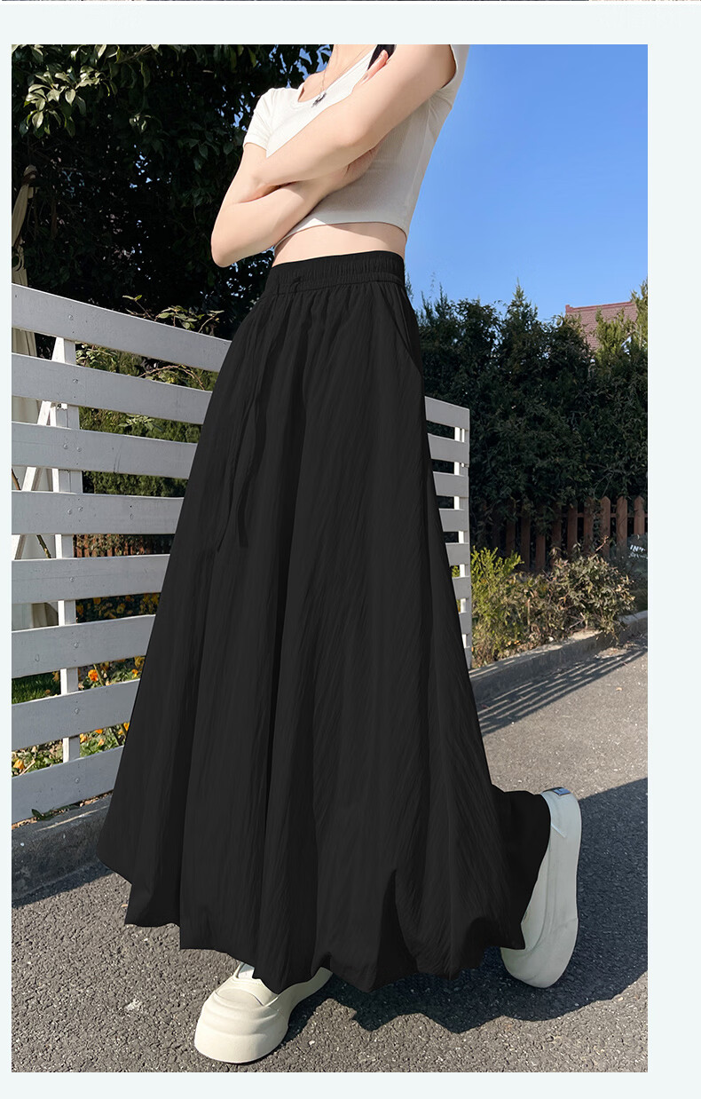 Langsha Bud Half Skirt Women Spring Summer Thin High Waist Loose Slim A-Line Puffy Cloud Mid-Length Skirt 27