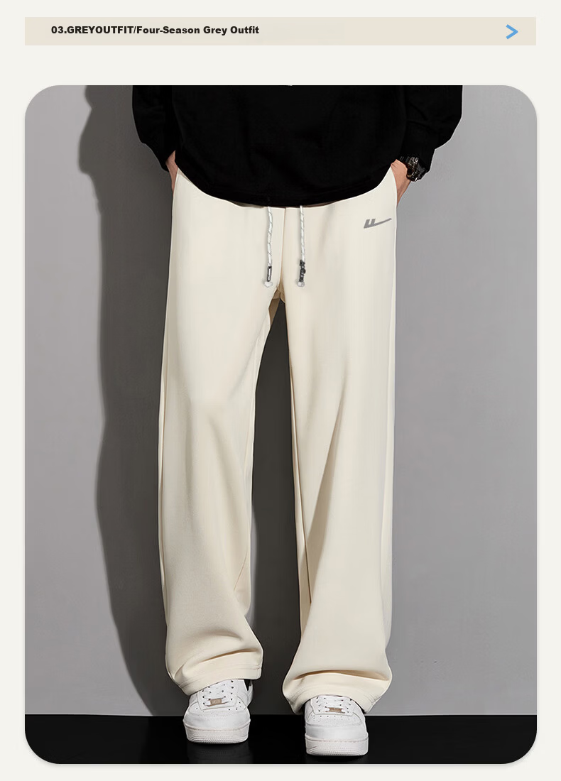Warrior Casual Pants for Men, Straight-Leg Wide-Leg Trousers, Sports Sweatpants for Men, Versatile Long Pants, Black, Size M 16