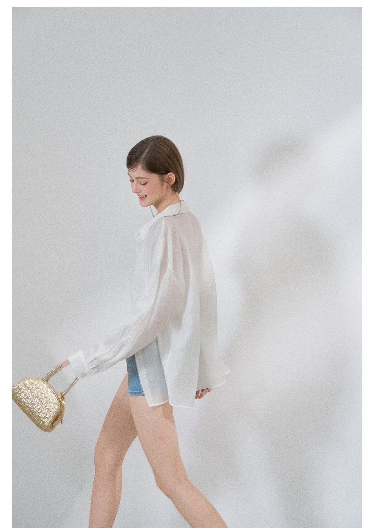 ICH MODE "Spring Light Leisure" Lyocell Sun Protection Long Sleeve Shirt Women Lazy Style Thin Jacket White M 40