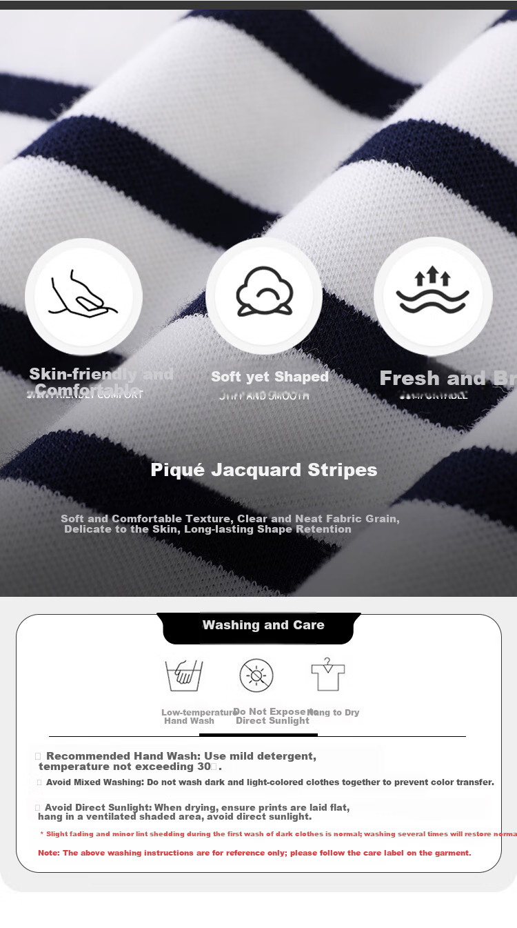 ELLE ACTIVE Vintage Striped Polo Shirt Women's Sports Casual Simple Versatile Comfortable Short Sleeve T-Shirt White/Navy XL 3