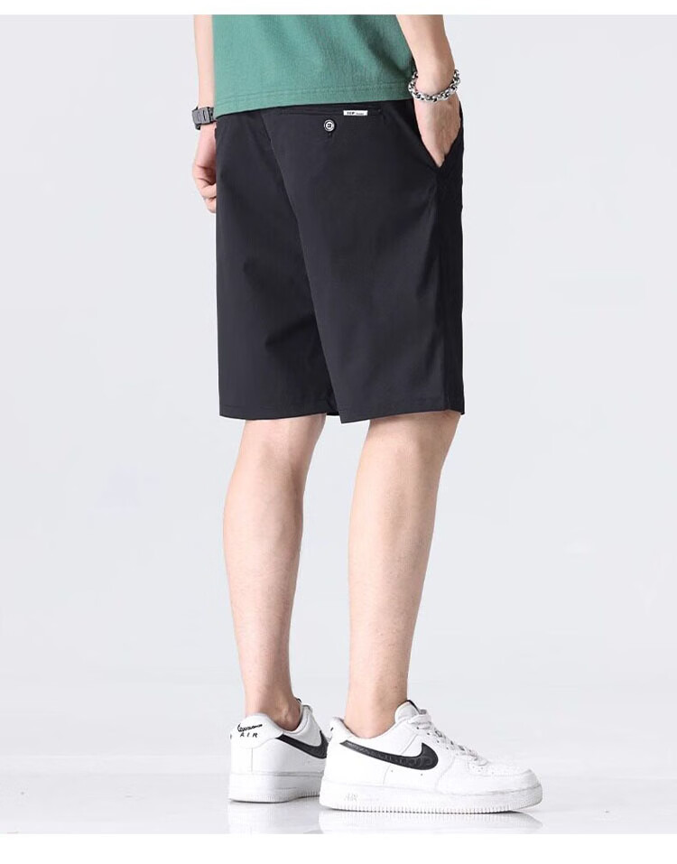 ROMON Men's Summer Thin Business Casual Straight Five-Point Khaki Shorts M 14
