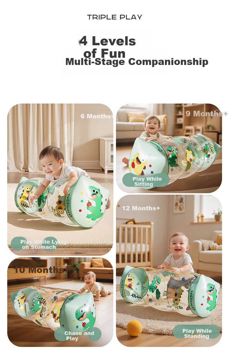 Adandyish Baby Crawling Inflatable Roller Early Education Soft Rubber Toy Baby Crawling Guide Gift Hasiao Dragon 2