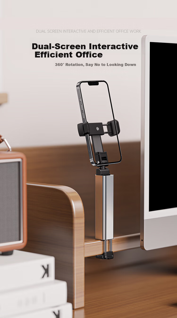 Leledi High-Speed Train Airplane Travel Car Phone Holder Portable 360-Degree Rotating Stand Frost Silver - Travel Stand 5