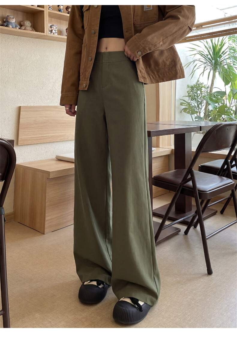 Langsha Women's Suit Pants 2026 Spring Autumn New High-End Commuter Casual High-Waist Straight Slimming Vintage Wide-Leg Pants 18