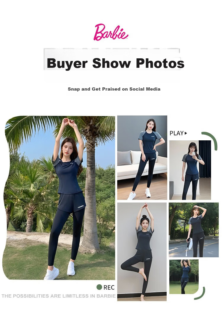 Barbie Women's Sportswear Set Outdoor Running Outfit Breathable Lightweight Badminton Suit Female 1