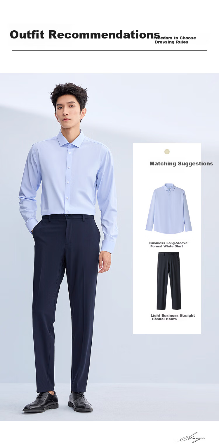 HLAHLA Men's Long Sleeve Formal Shirt Spring 26 Light Business Shirt Series 7