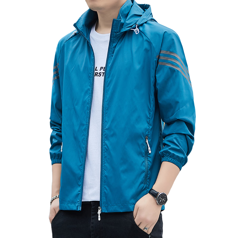 ROMON Men's Summer New Thin Breathable Outdoor UV Protection Ice Silk Jacket 2680 Black XL