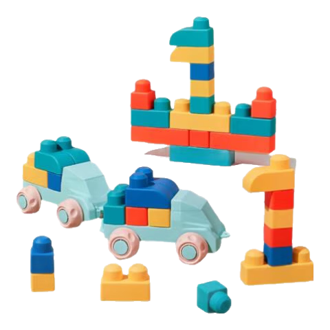 CAREBABY Building Blocks for Ages 0-3, Chewable Children's Toy, Large Soft Rubber Building Blocks, 90 Pieces, Birthday Gift for Boys And Girls