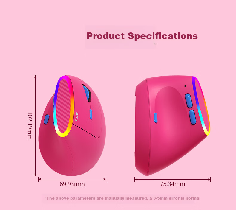 B.O.W Hangshi MD470BL Ergonomic Tri-Mode Mouse Wired Wireless Bluetooth Rechargeable Silent White Gray for Laptop Desktop iPad Huawei Xiaomi Phone 11