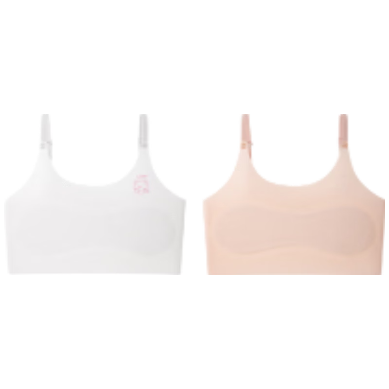 FitonTon 2-Pack Girls' Underwear Developmental Stage Elementary School Girls' Bras Stage 1 Anti-Peek Padded Cotton Vest