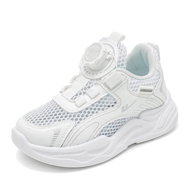 Warrior Kids Summer Breathable Sports Shoes Girls Boys Single Mesh White Sneakers WZ-0986-1 Off-White Size 36