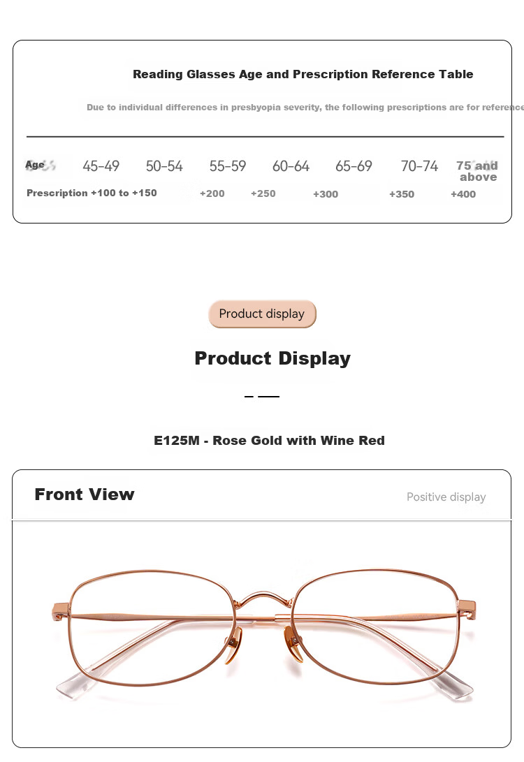 Sunset Red Pure Titanium Reading Glasses HD Blue Light Blocking Fashionable Premium E125M +1.50 Diopter 9